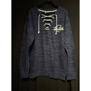 Women's Heather Blue Liquid Energy Long Sleeve Lace Up T Shirt Size L